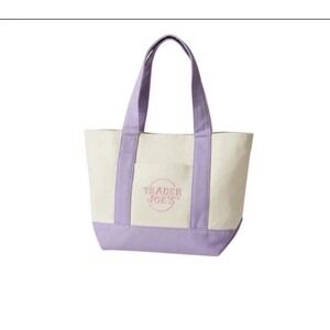 Trader Joe's LARGE Lavender Canvas Reusable Shopping Bag Tote